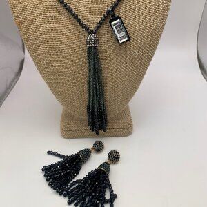 ALEX ANDER KALIFANO BLACK NECKLACE & MATCHING EARRINGS NWT